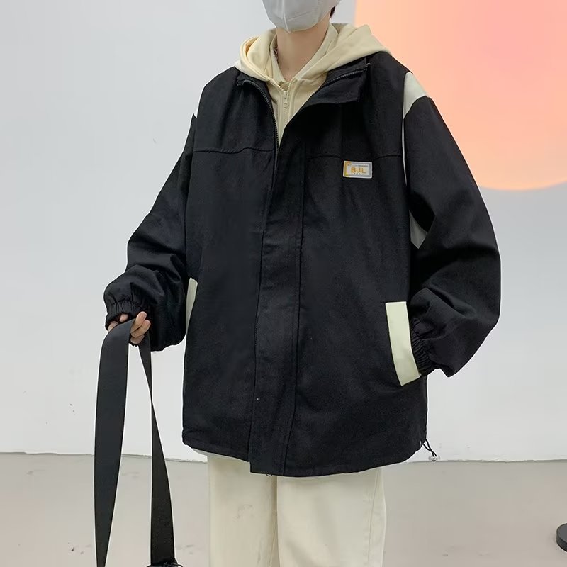 Casual todo-fósforo otoño suelto de gran tamaño falso chaqueta de dos piezas para hombres estilo de Hong Kong jóvenes estudiantes moda moda para hombres