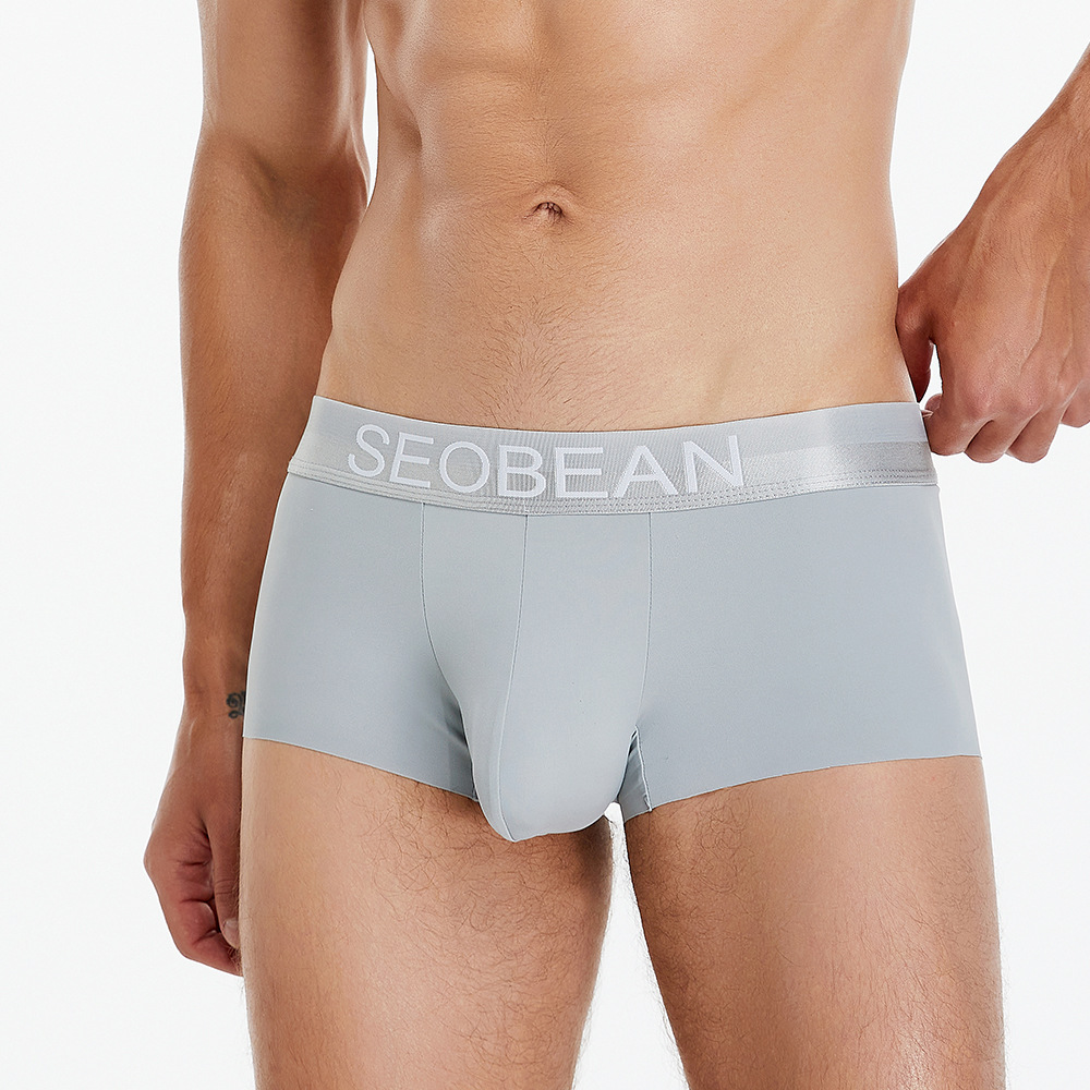 2023 verano nueva ropa interior de los hombres seobean xibín medio bajo cintura seda del hielo pantalones boxeadores fábrica al por mayor