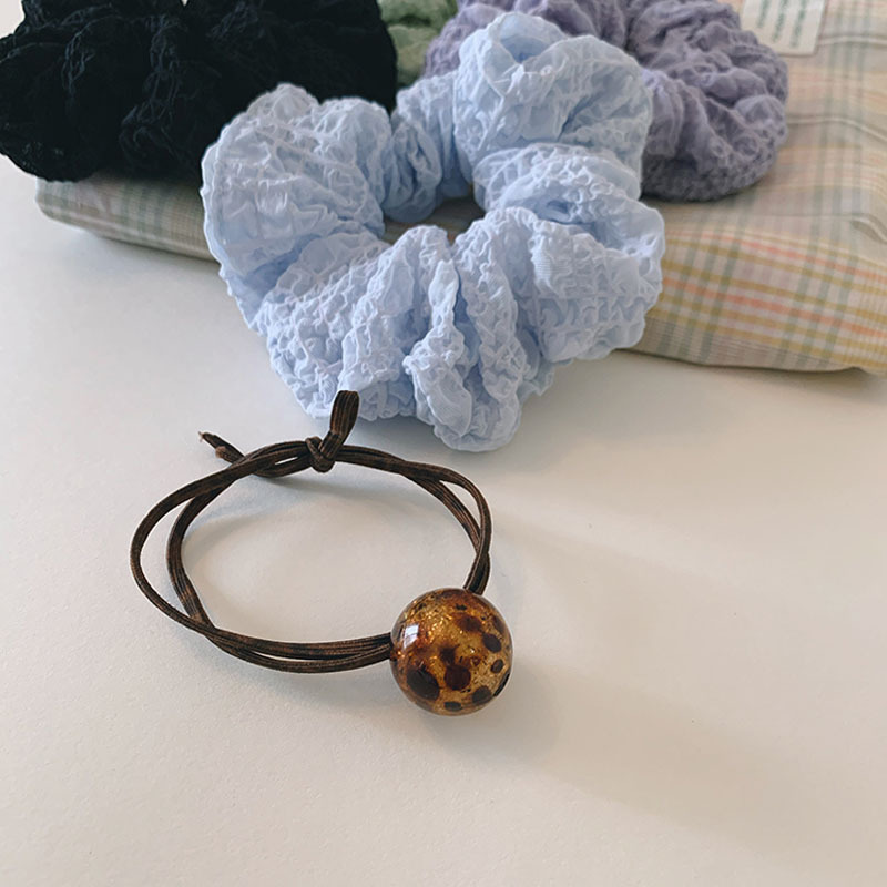 Anello per capelli con piccola pallina rotonda con stampa leopardata trasparente in stile coreano, elastico, alla moda quotidiana, con coda di cavallo, elastico per capelli_voghion.com