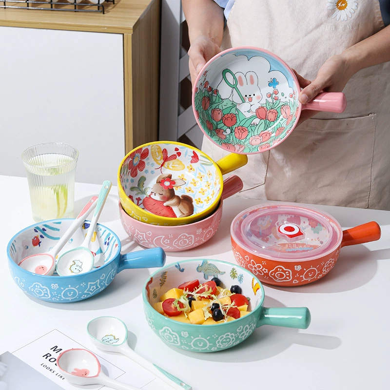 Cartoon ceramic handle, children's cute rabbit, internet celebrity
