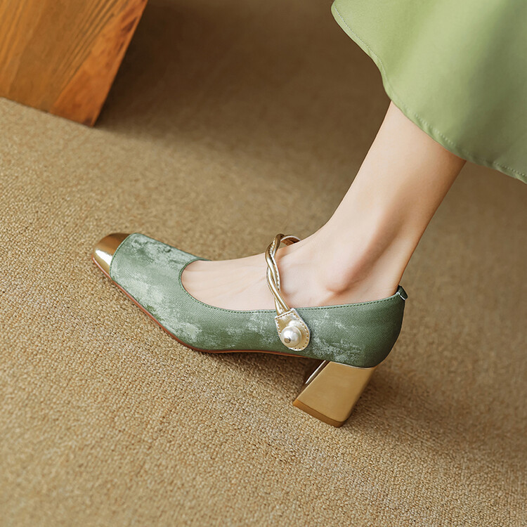 New Chinese Style Light National Style Shoes Suit Matching High Heels Thick Heel Matching Chinese Style Skirt Matching Cheongsam Women's Horse Face Skirt