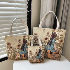 メーカー卸売り両面金糸刺繍布バッグ大容量マミーバッグ手提げショルダーバッグ民族風大容量バッグ