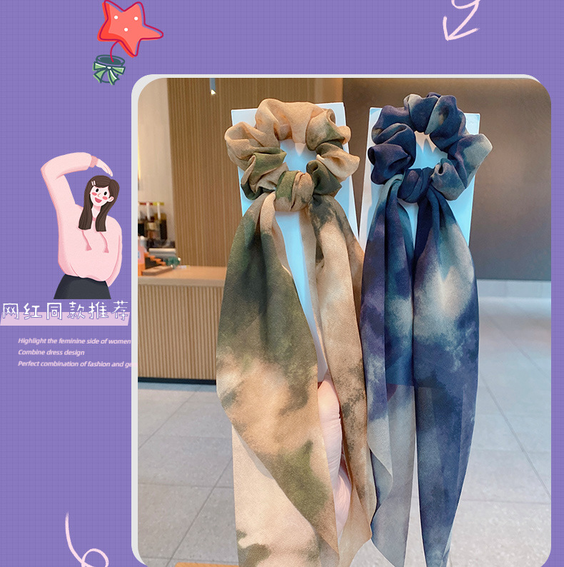 Korean smudge ribbon silk scarf hair scrunchiespicture2