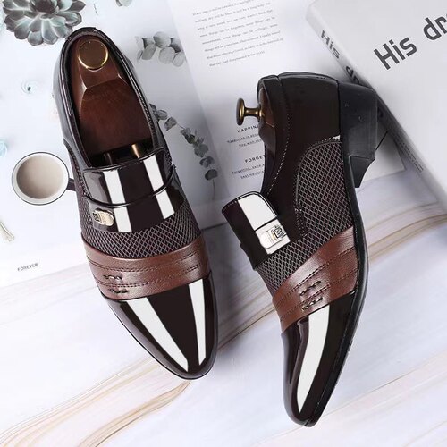 Men's Black Formal Leather Shoes Business Leisure British Style Shoes Summer Breathable Mesh Shoes Wholesale