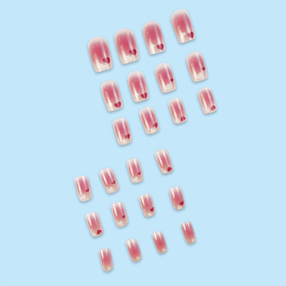 Rojo y blanco amor gradiente uñas uñas dulces y hermosas uñas blancas parche de uñas de alta calidad pequeño libro rojo uñas de vestir calientes