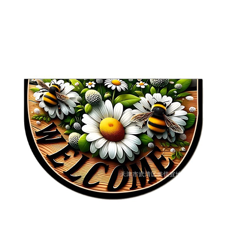 Estera floral transfronteriza estera impresa semicircular estera de suelo puerta de entrada estera de suelo puerta de baño absorción de agua estera de suelo sucia