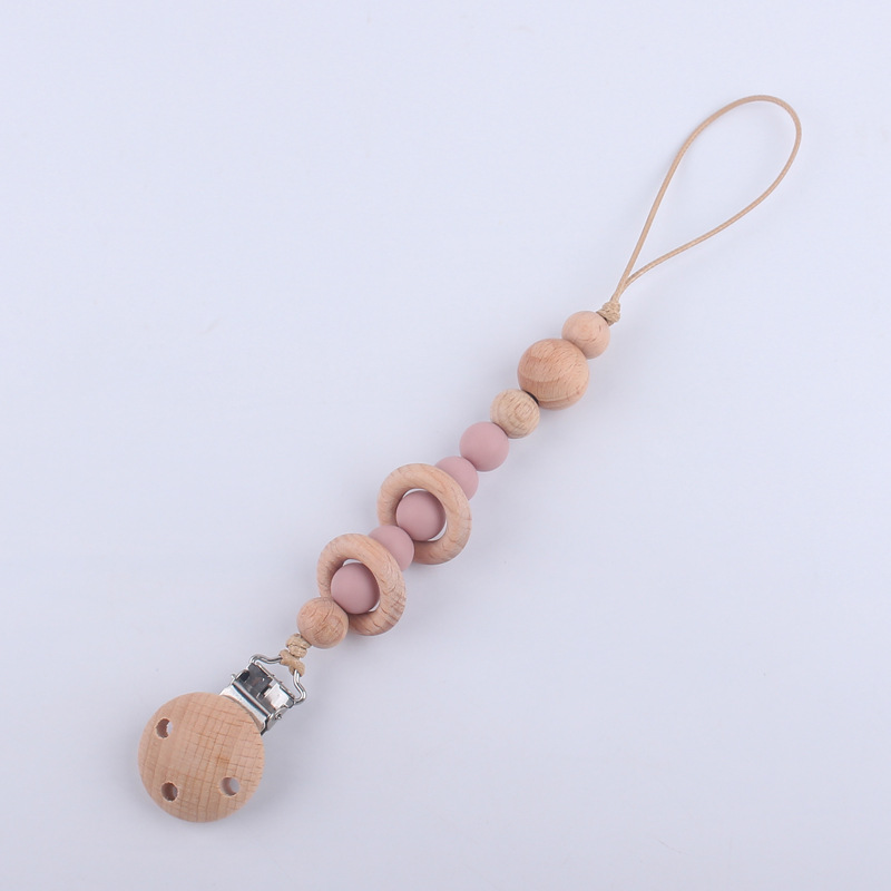 Suministros para bebés chupete cadena creativa DIY Beech anillo mordedor pezón cadena anti-caída Nuevo