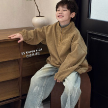 高端品牌专柜儿童外套2025新款洋气童装男童卫衣半拉链男孩秋冬装