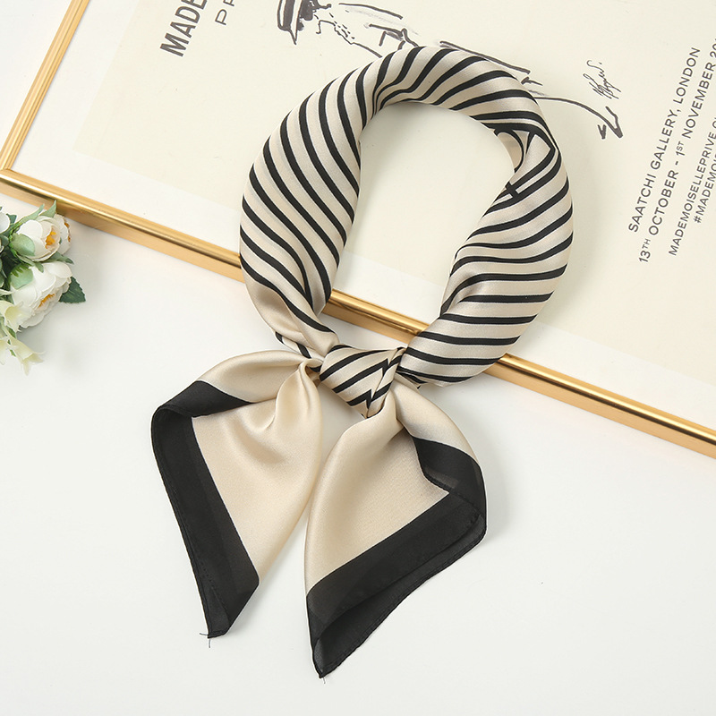 Women's Simple Style Stripe Satin Printing Silk Scarves display picture 2