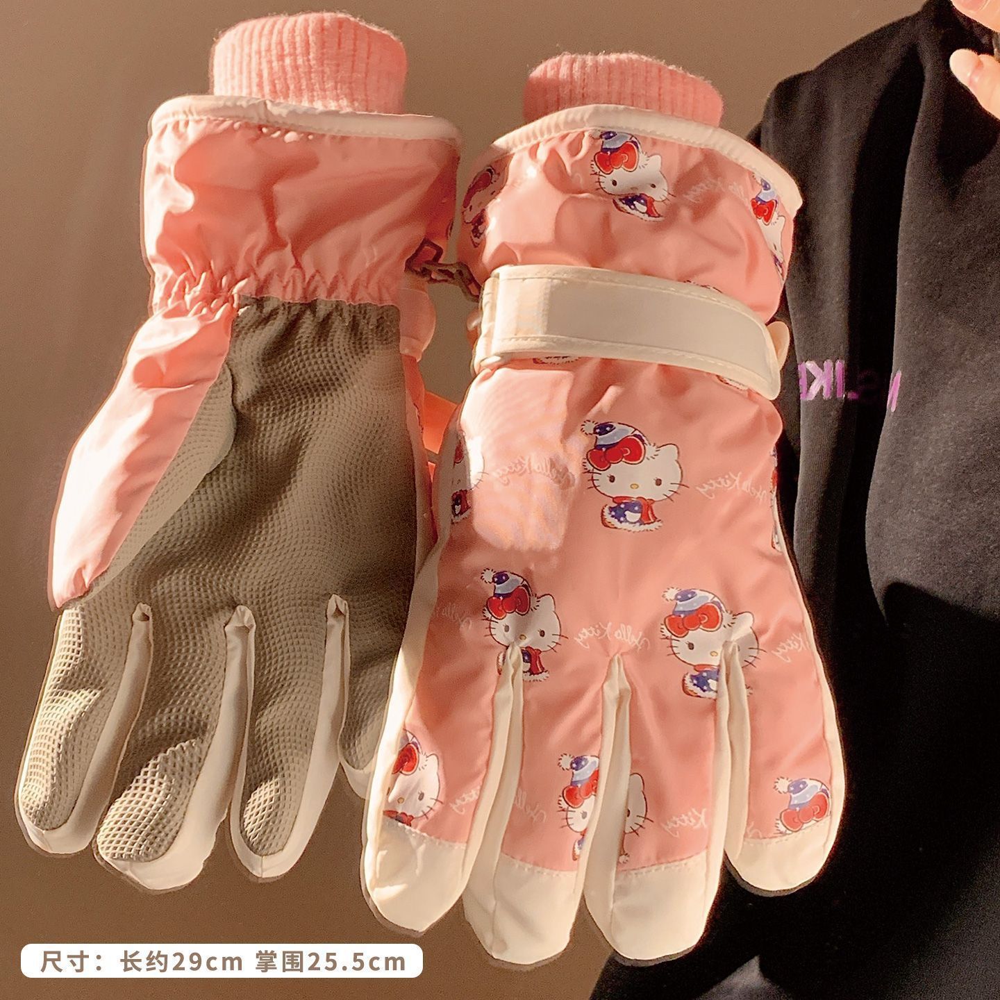 Sanrio auténtico guantes de esquí de montar Hellokitty para mujeres de invierno con pantalla táctil caliente y lindo a prueba de viento para montar en bicicleta