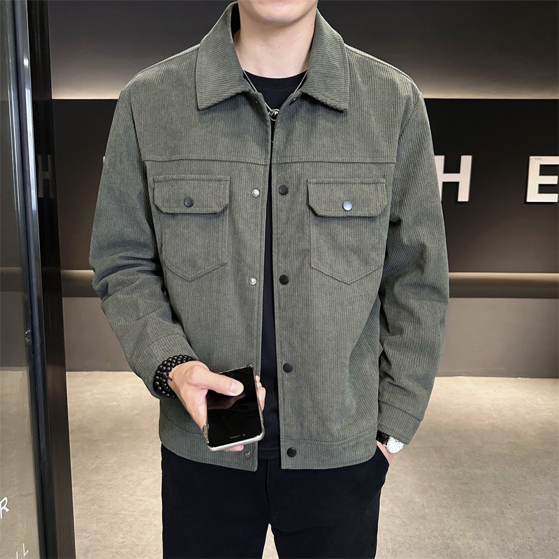 Herren Corduroy Arbeitsjacke Locker Geschnitten Für Herbst Frühling_voghion.com