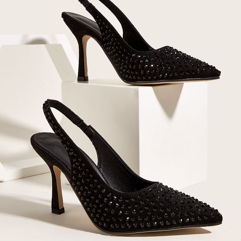 Cross-border large size women's sandals 2022 summer new rhinestone high heels fashion sexy bright diamond shallow women's shoes
