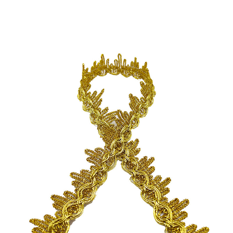 Colorido encaje de oro y plata perlas de triángulo de seda al por mayor de oro y plata cebolla diente borde DIY rendimiento accesorios de ropa estilo étnico cinta