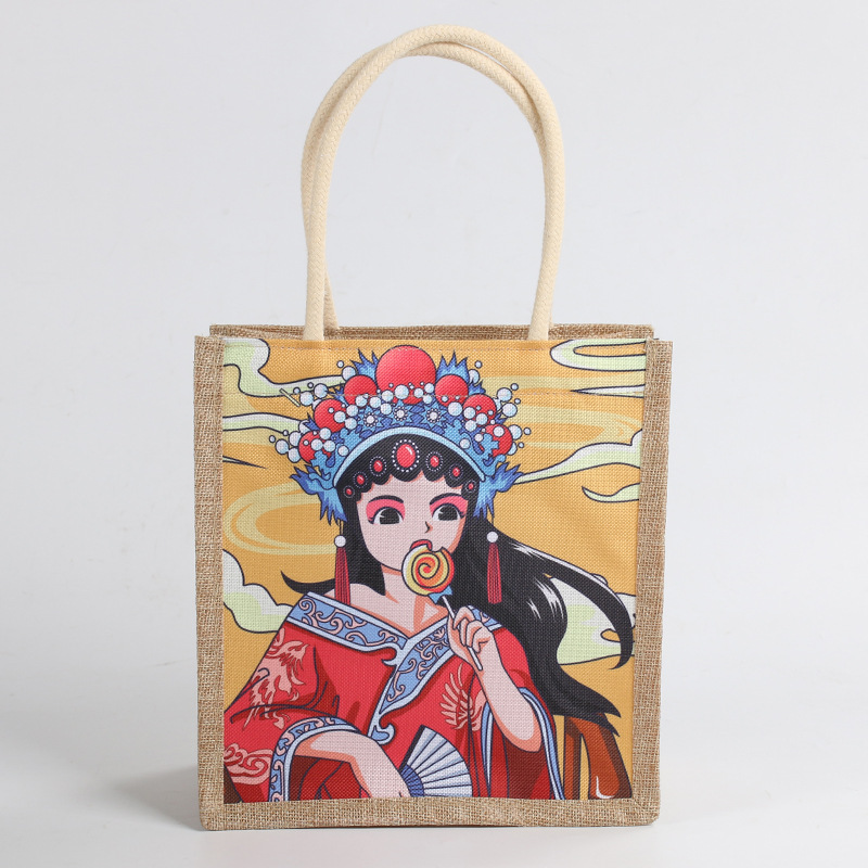 Handheld ethnic shopping bag with zipper