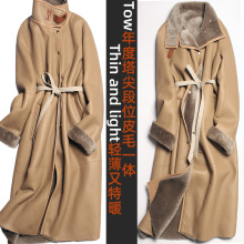 DO笈驼咖色真毛皮毛一体2025年新款长款高领外套女真皮毛皮草大衣