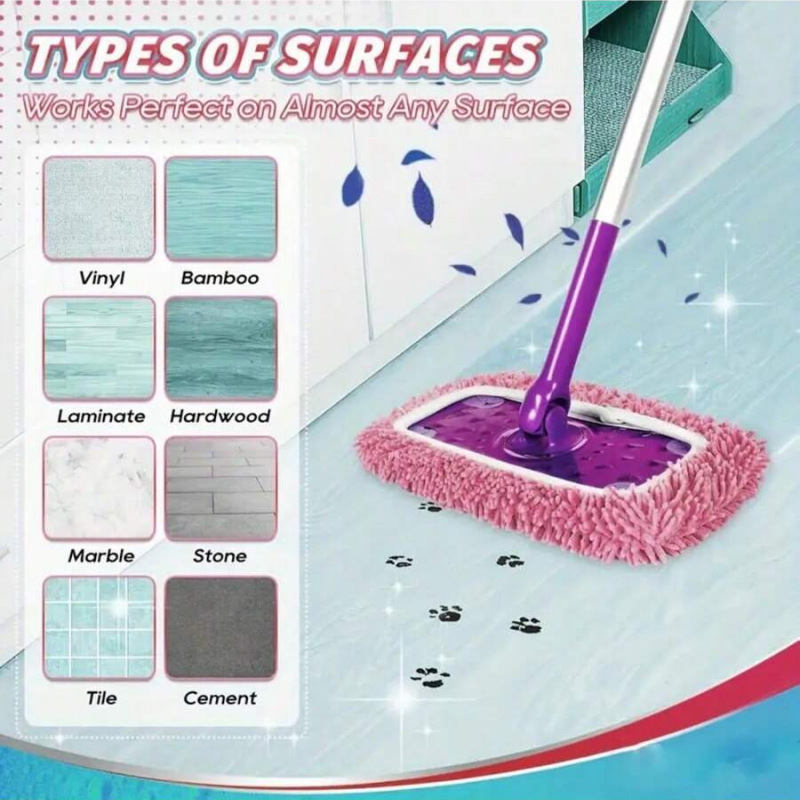 Suitable for Swiffer Mop Small Chenille Flat Mop Pad Absorbent Replacement Reusable Macho Powder