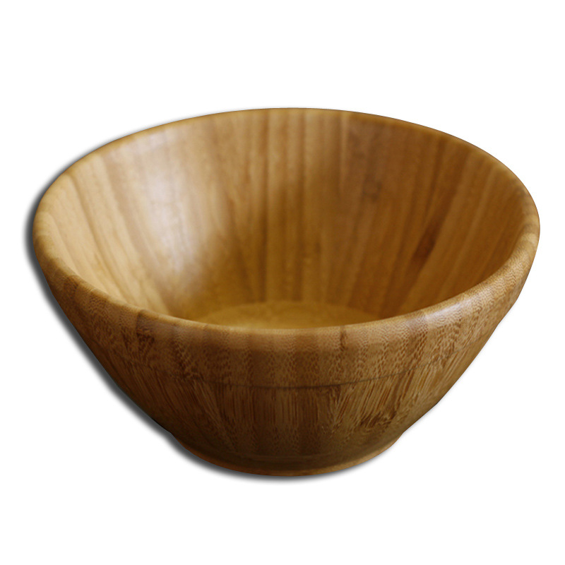 Ensaladera redonda de bambú de madera tazón de bambú creativo tazón de arroz tazón de fruta restaurante occidental tazón de bambú plato de fruta del hotel