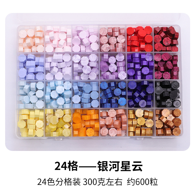 Fuego pintura cera grano traje de color mezclado 24 caja de cuadros de color ocho lados fuego pintura sellado cera fuego pintura sello cera grano fábrica al por mayor