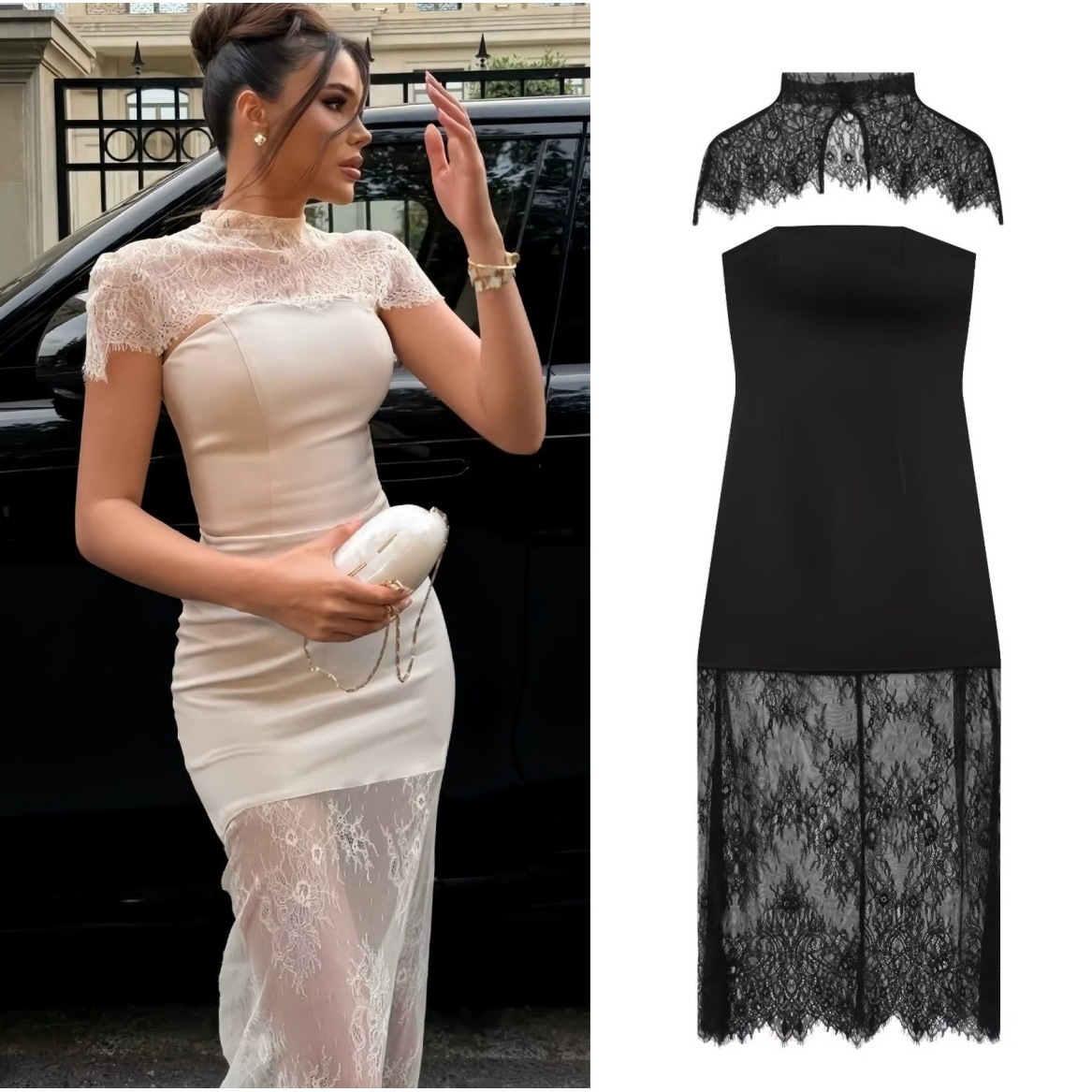 Fashionable lace fitted dress