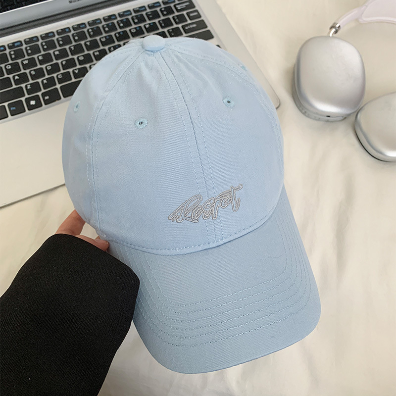 Nuevo sombrero de béisbol bordado de letras para mujeres primavera y verano estilo coreano versátil amplio borde sombra de sol cara pequeña gorra de boca de pato superior suave hombre