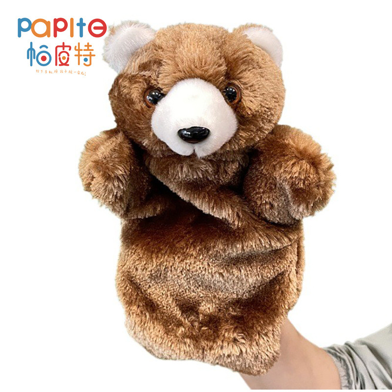 Fábrica de Yiwu lote mixto oso de peluche marioneta de peluche de juguete pequeño animal marrón oso dedo muñeca niños educación preescolar comodidad