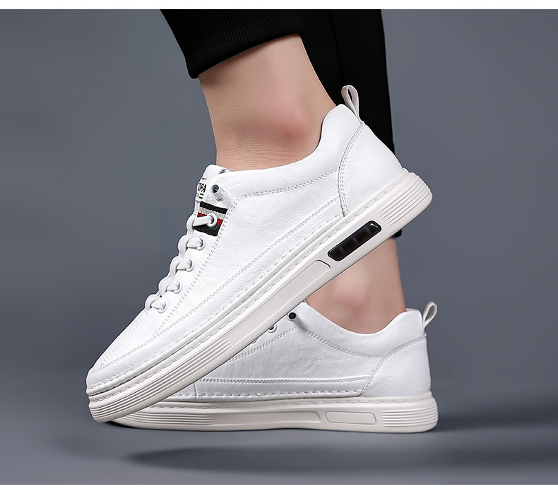 Chaussures en cuir pour hommes, chaussures de Tennis, baskets en toile, chaussures polyvalentes rembourrées_voghion.com