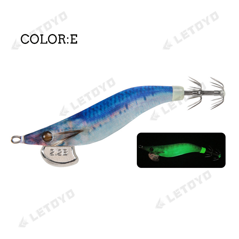 Camarón de madera pequeño LETOYO 1.8 #2.2 #2.5 # Luminoso Lulu Cebo falso Cebo de calamar Hook Luya Weihai Aparejos de pesca