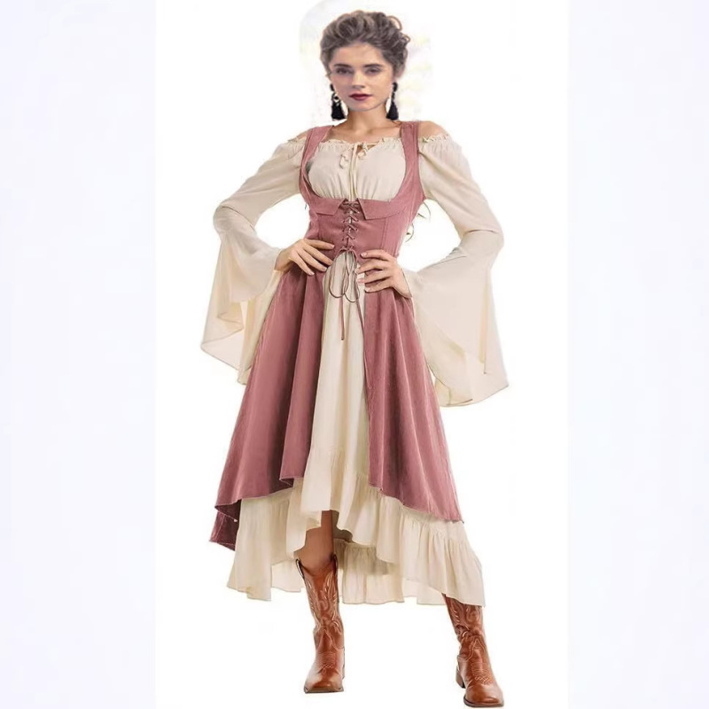 Foreign Trade Court-Style Retro Medieval Bell-Sleeve Cross-Border Stage Costume Halloween Dress Dropshipping Foreign Trade Court-Style Retro Medieval Bell-Sleeve Cross-Border Stage Costume Halloween Dress Dropshipping