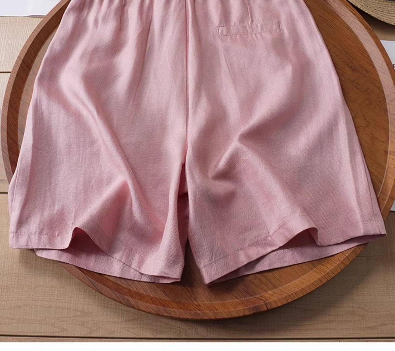Quần short nữ dáng rộng chữ A cạp thun lưng sau chất liệu lụa mỏng mùa hè — Xanh lông mòng đen chi tiết 3
