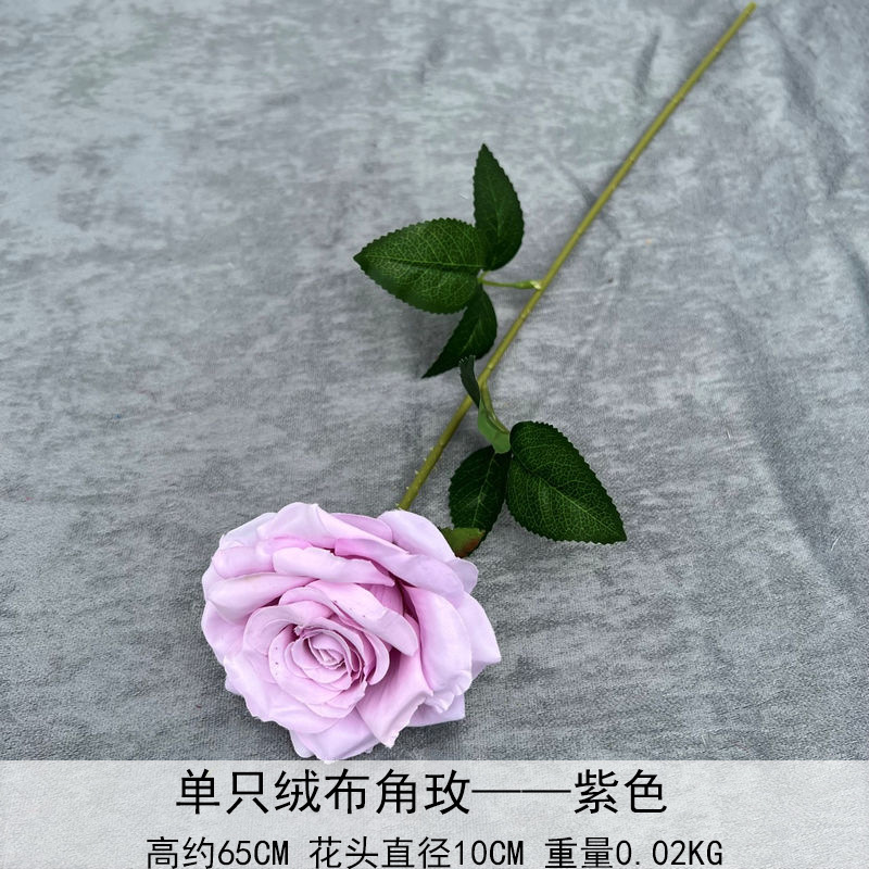 Artificial Rosa sola franela Rosa flor artificial boda decoración del hotel decoración del hogar arreglo de flores flor artificial Rose