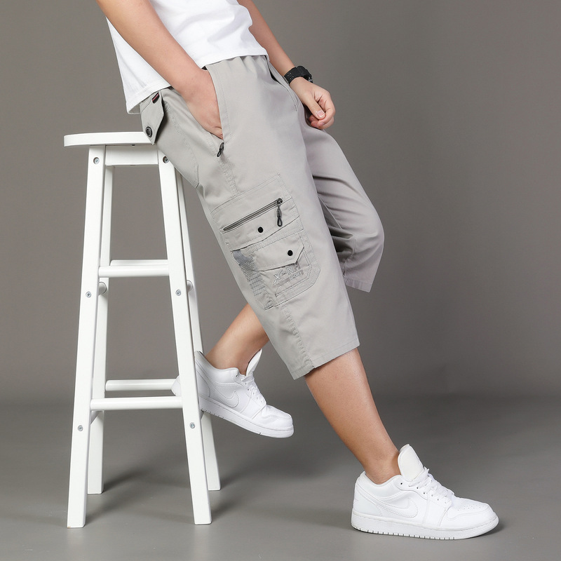 Cross-Border Wholesale 8896 New Style Casual Cropped Pants for Middle-Aged Men, Cotton Pants for Middle-Aged and Elderly Men, One-Piece Dropshipping