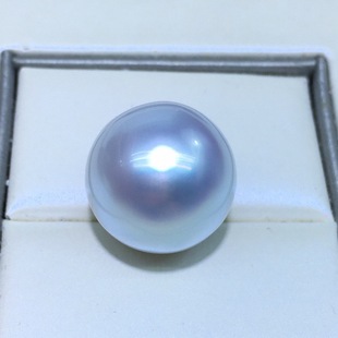 Natural seawater pearl Australian white pearl silver blue light big Australian white round mirror bright light hole flawless