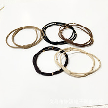 手工串珠小金珠发圈三层简约清新波西米亚风格发圈橡皮筋手链发饰