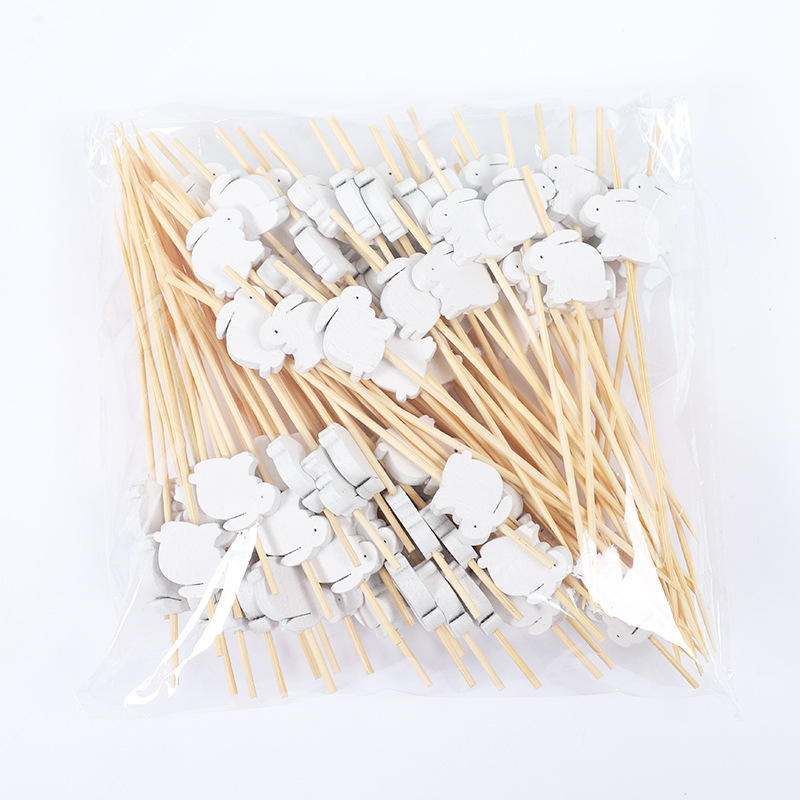 Fruit stick desechable creativo de cóctel plato decoración hamburguesas postres arte palillos de dientes palillos de bambú horquilla de fruta comercial