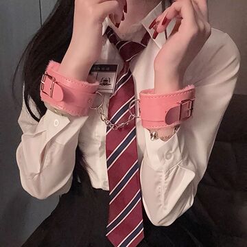 加绒皮质pu手铐女道具玩具脚镣铁脚链不伤手拍照道具COS辣妹学生-阿里巴巴
