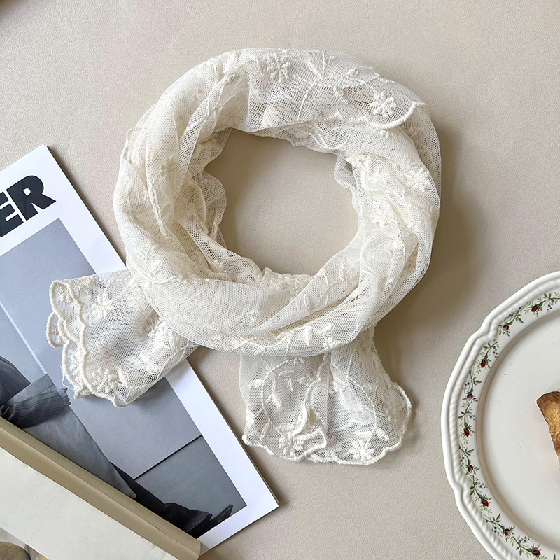 2025 bufandas de punto mujeres nuevas pequeñas delicadas industrias pesadas bordadas de encaje bordadas bufandas de seda larga bufandas al por mayor