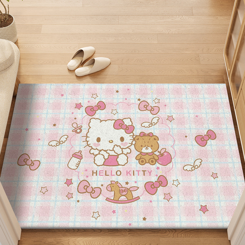 Hellokitty Entrance Door Floor Mat Household Wire Ring Anti-Slip Mat Stain-Resistant and Easy to Care for Entrance Door Mat Drop Shipping