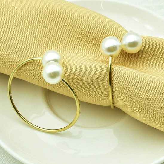Hotel al por mayor oro servilletas anillo cubiertos diamantes delicados flores perlas servilletas buckle servilletas anillo de tela de boca caliente