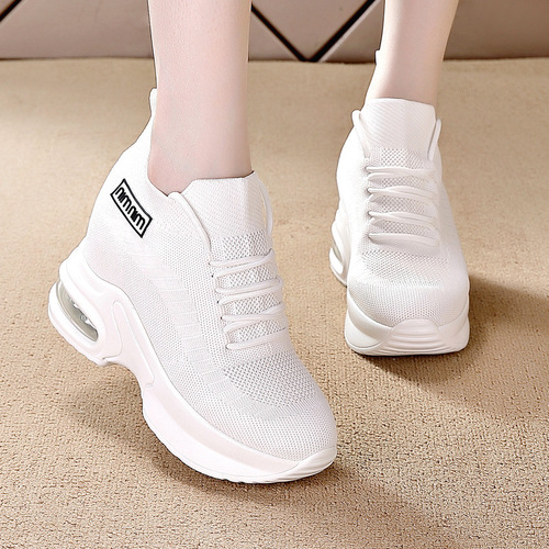 Black sports shoes for women, cross-border autumn, fat feet, wide feet, soft sole, soft surface, comfortable inner height increasing shoes