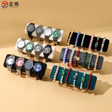 批发原木手镯架实木单层手表展示架手链手串绒布饰品道具收纳架子