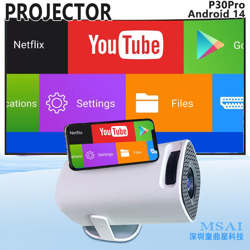 Cross-Border P30Pro Barrel Projector Home Portable Android 14 Mobile Phone Same-Screen Wall Projection Source Factory