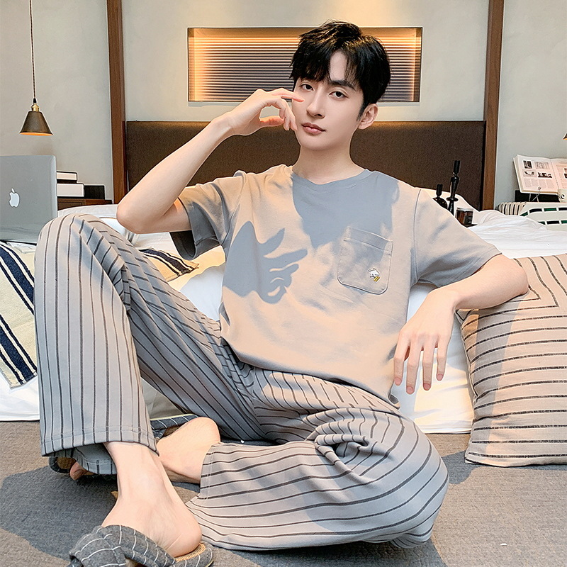 Verano de los nuevos hombres de manga corta pantalones de traje de estilo coreano estudiante simple casual suelta más tamaño desgaste del hogar Delgado