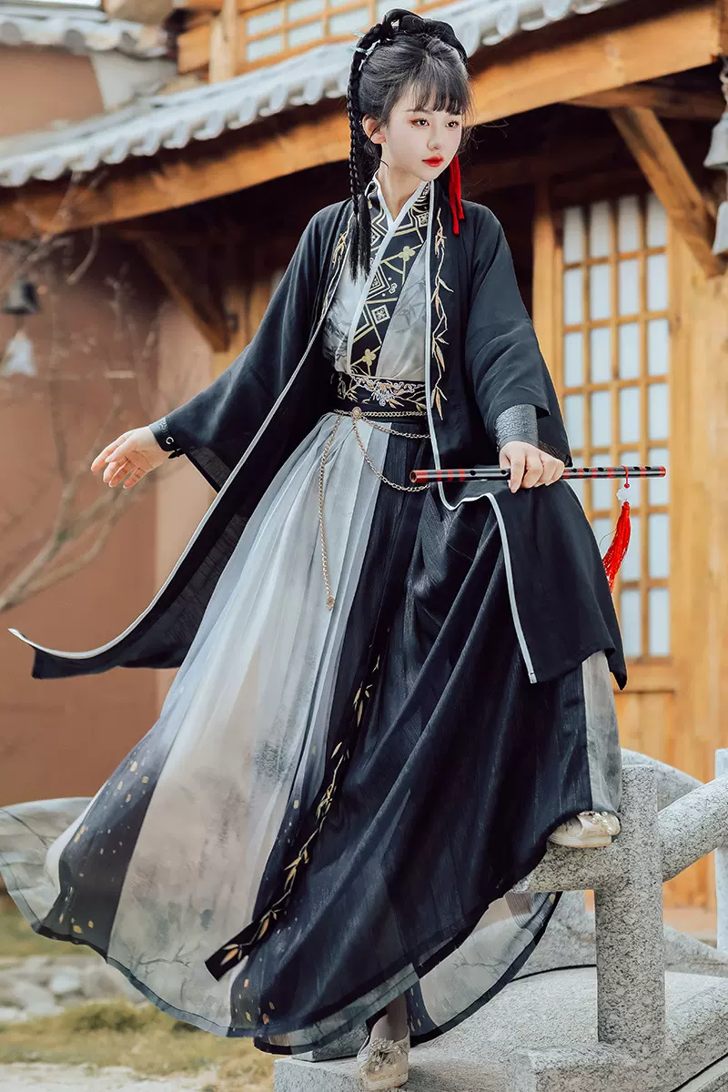 无双汉服宋制褙子齐腰国风水墨男女同款酷飒日常情侣款百搭