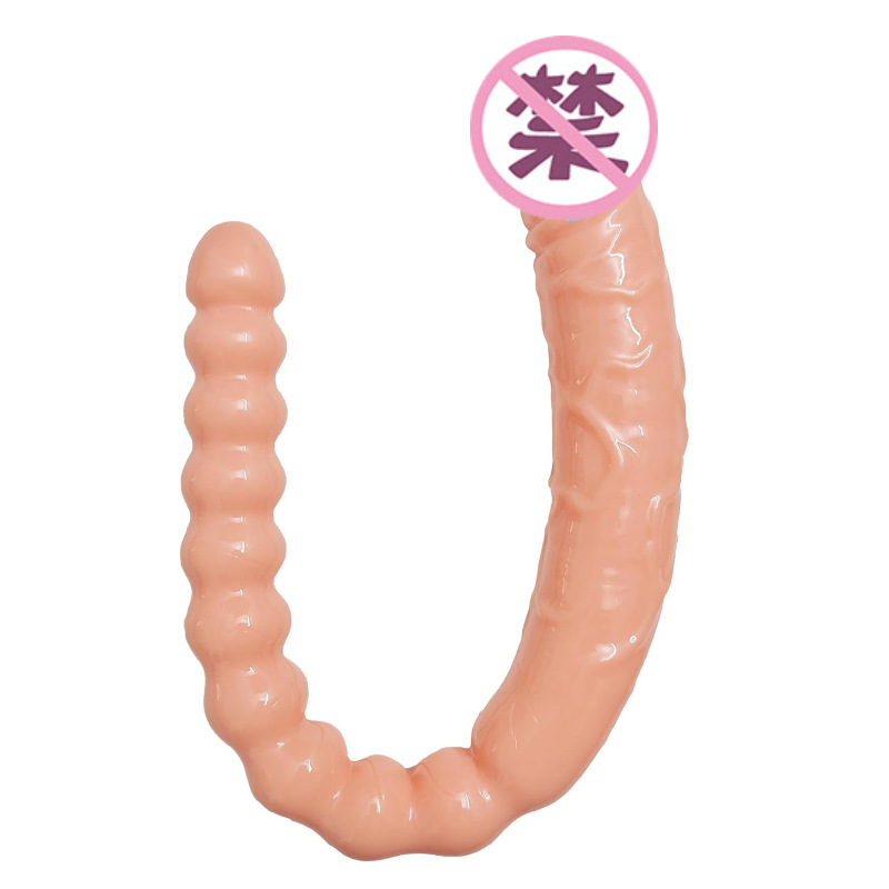 Double-Headed Crystal Dildo TPE Dual-Ended Adult Toy in White — detail image 1