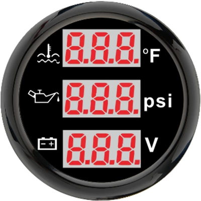 Three-In-One Multi-Function Car Instrument — automobile instrument - cx6187b-psi-black-plate-and-black-cover