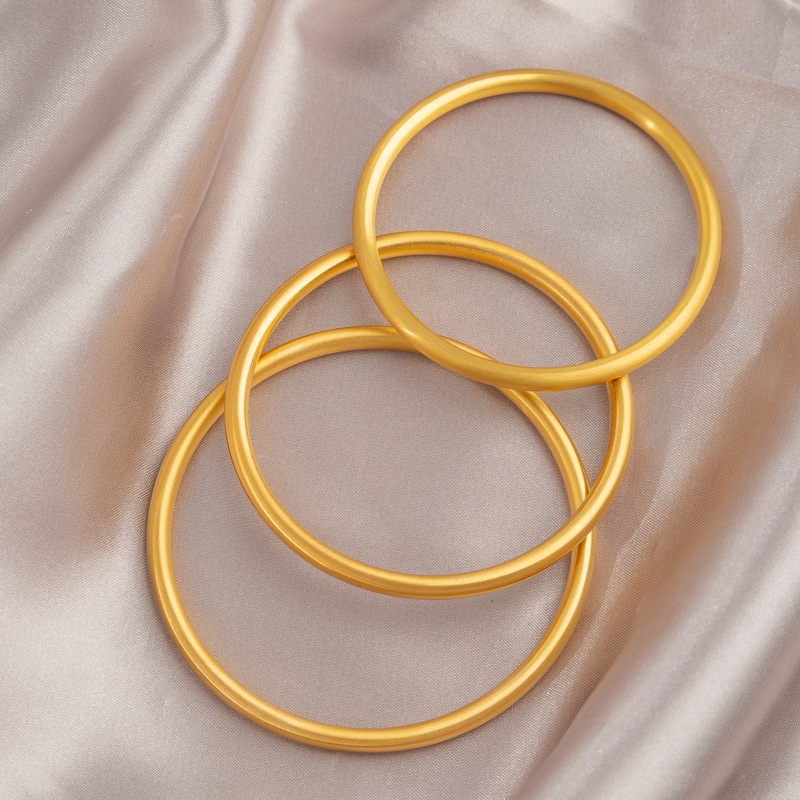 Ancient French Gold Color Ring Frosted Titanium Steel Bracelet Women's Light Luxury High-end Color-free Simple All-match Bracelet Bracelet Ancient French Gold Color Ring Frosted Titanium Steel Bracelet Women's Light Luxury High-end Color-free Simple All-match Bracelet Bracelet