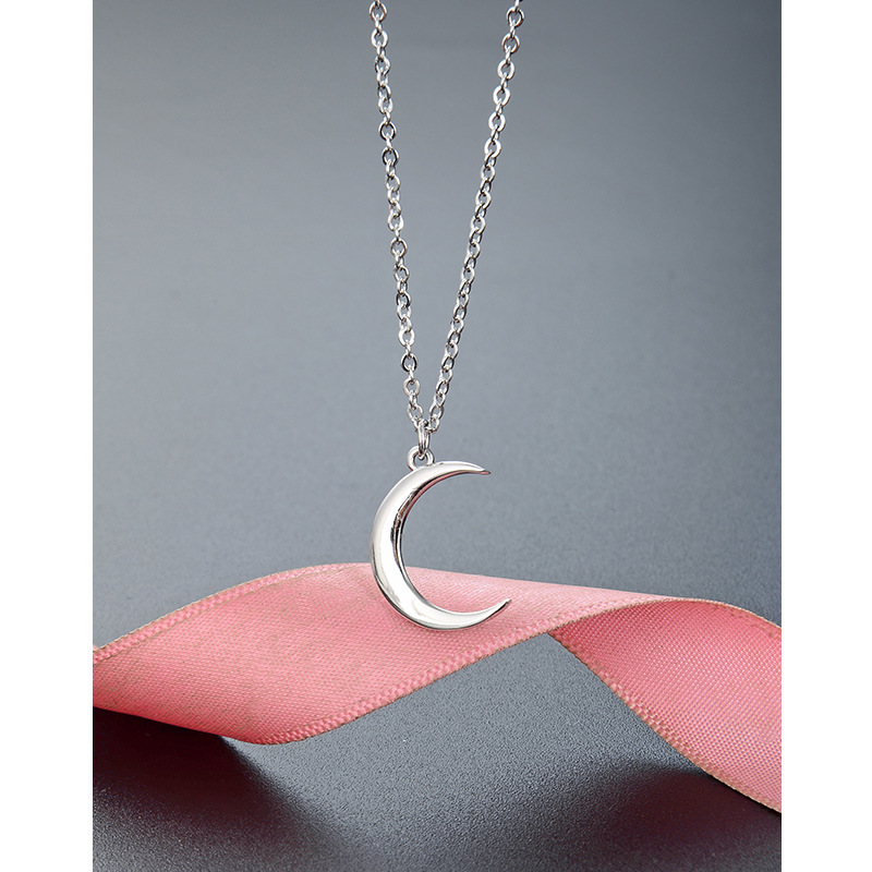 Estilo japonés y coreano Internet celebridad cielo estrellado Rosa oro colgante clavícula cadena S925 plata con incrustaciones de ZIRCON Luna Collar para las mujeres