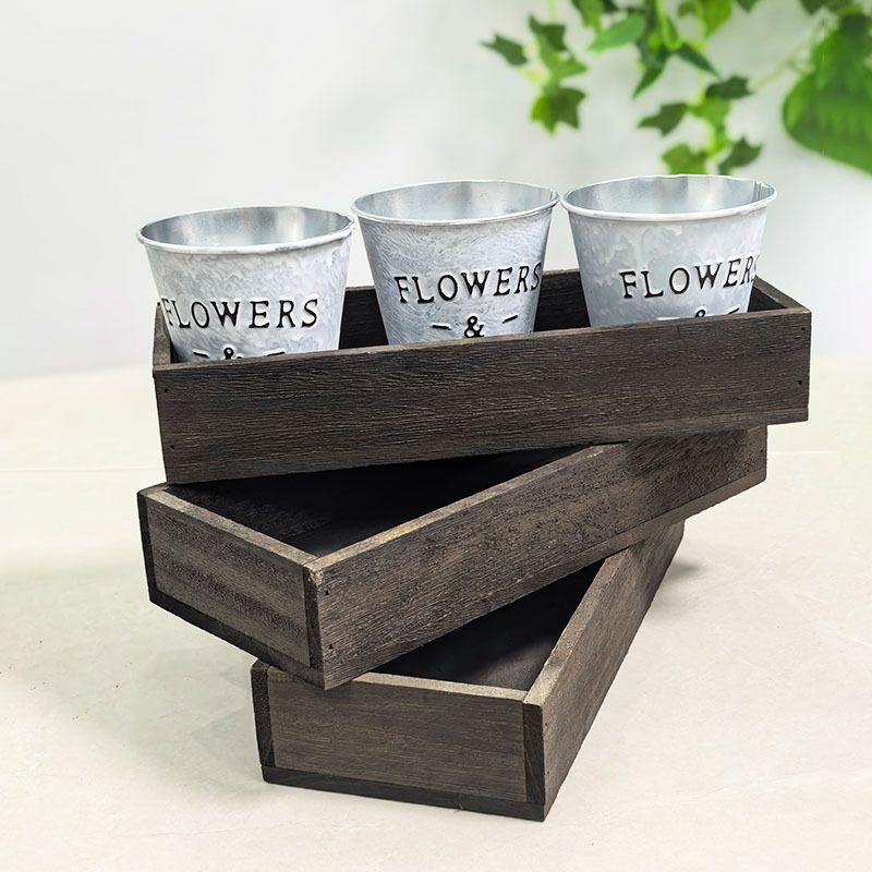 Bar de madera porta taza caja rectangular maceta de escritorio caja de almacenamiento maceta pequeña maceta conjunto de soporte de taza retro