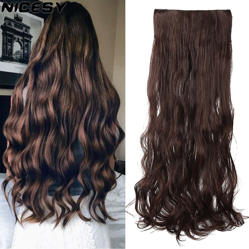 Foreign Trade Multi-Length Long Curly Hair Extensions Wig Clip Hair Big Wave Invisible Traceless Women's One-Piece Wig