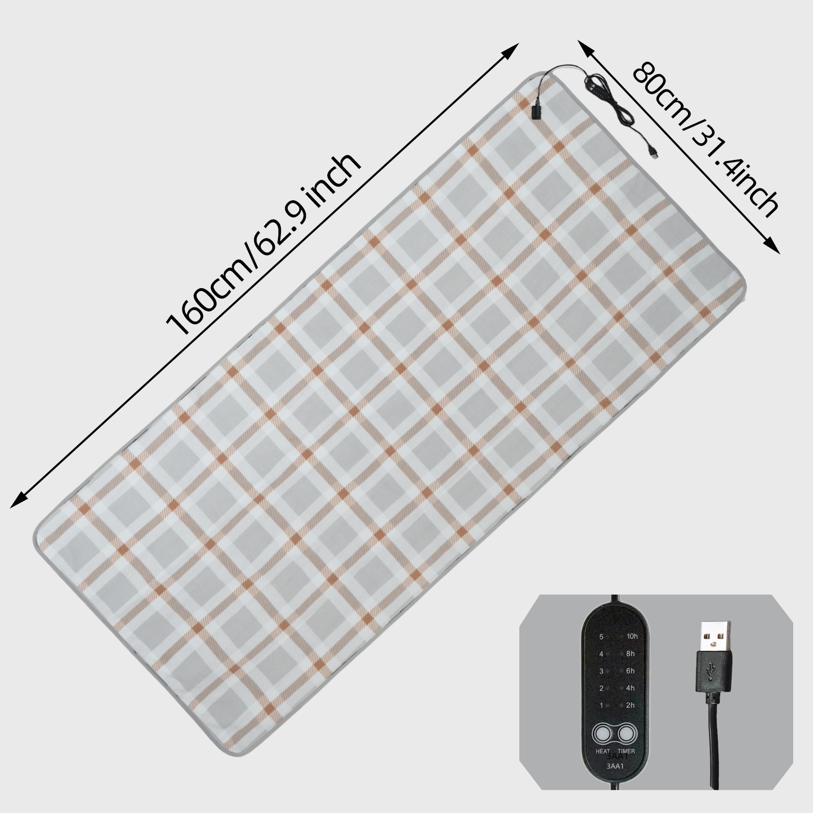 Cross-border new 5V student home office outdoor heating warm-up electric blanket USB single and double grid electric heating 2
